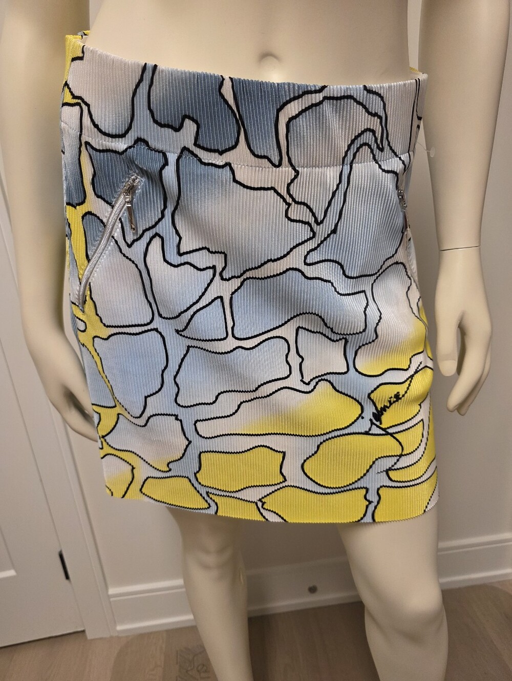 NWT Jamie Sadock Blue and Yellow Mini Skirt With Pockets Tennis Golf Apparel
